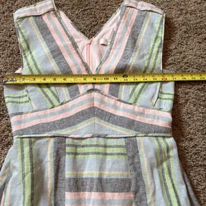 Hunter Bell Jordan Midi Dress Pastel Stripe Linen Cotton Size 6 thumbnail 4