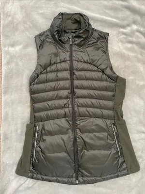Lululemon Down For A Run II Olive Green Quilted Puffer Vest hiking run fall 12 thumbnail 8