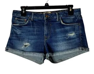 Zara Woman‎ Shorts Women 4 Blue Premium Selvedge Denim Distressed Jean Shorts thumbnail 1