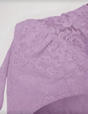 SheIn Lavender Purple Lace Halter Top thumbnail 4