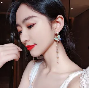 Elegant Butterfly Tassel Chain Dangle Drop Earrings for Women thumbnail 5