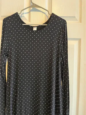 Old Navy Black & White Polka Dot Long Sleeve Swing Dress M thumbnail 3