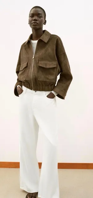 ZARA Suede Jacket Faux thumbnail 1