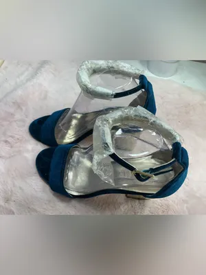 Lilly Pulitzer Teal Velvet Ankle-Strap Heels 147 thumbnail 2