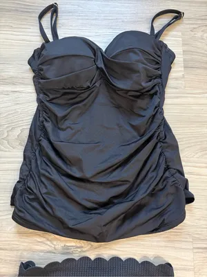 Aerie Black High-Waisted Scallop Bottom Size XS w/ Apt. 9 Ruched Tankini Size 6 thumbnail 3