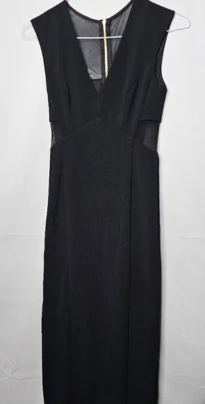 Aiden Mattox mesh panel floor length maxi cocktail slit cocktail party dress 2 thumbnail 1