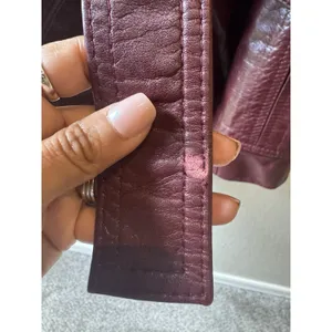 Vtg‎ Etienne Aigner Leather retro Jacket Sz 14 Burgundy Belted Button Front thumbnail 2
