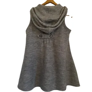 For Cynthia Womens 100% Wool Sleeveless Hooded‎ Cardigan Sweater Gray Sz S thumbnail 3