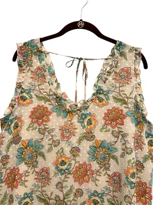 Cato Floral & Polka Dot Print Tie Back Top Large thumbnail 3