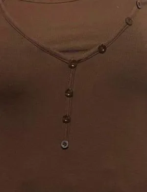 Brown Henley Top  thumbnail 2