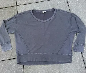 OFFLINE by Aerie Oversized Thermal Waffle Sweatshirt Gray M thumbnail 1