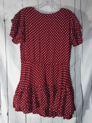 BaliElf V- Neck Short Flutter Sleeves Polka Dot Ruffle Boho Retro Summer Dress thumbnail 6