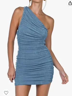 Light Blue One Shoulder Dress thumbnail 1