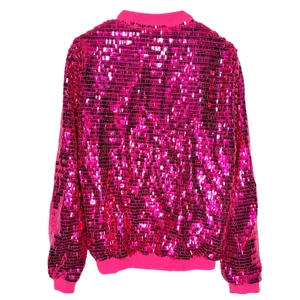 NWT Pink Disco Sequin ZipUp‎ Bomber Jacket Medium thumbnail 5