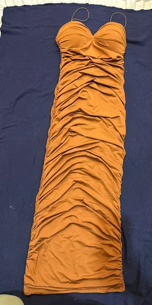 Oh Polly Rust Orange Ruched Maxi Dress thumbnail 1