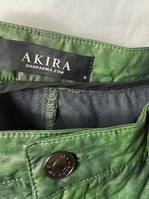Vintage Y2K Green Wide Leg Faux Leather Pants thumbnail 9