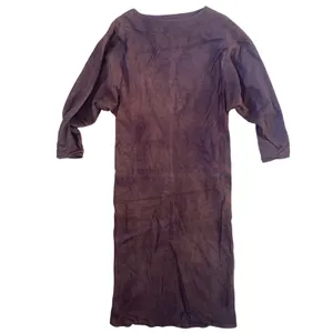 VTG Ambria SUEDE Designer Midi Length Dolman Dress‎ Sz S brown leather thumbnail 2