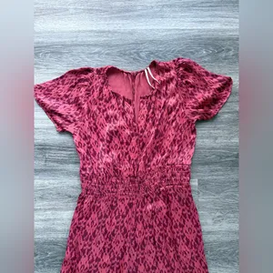 Anthropologie Red Printed Short-Sleeve Wide-Leg Jumpsuit Satin The Somerset thumbnail 3