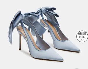 Steve Madden Teacup Blue Satin Bow Heels thumbnail 1