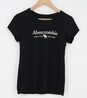 Abercrombie T-Shirt Womens XS Soft A&F Collection Black Graphic Logo Excellent thumbnail 1