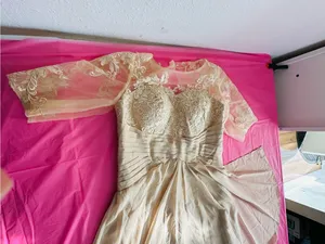 Elegant Lace Bodice Chiffon Evening Dress - Beige thumbnail 12