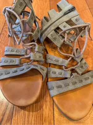 Maurices Olive Green Strappy Gladiator Lace Up Sandals Back Zip Women's Size 9 thumbnail 5