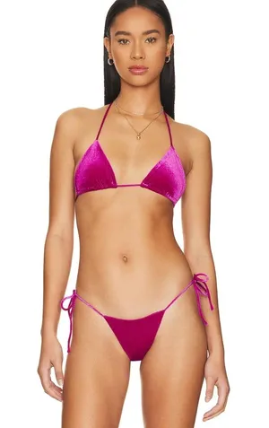 Naked Wardrobe Purple Velvet Bikini Top thumbnail 1