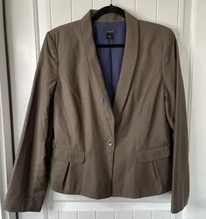 Ann Taylor sage green one button wool‎ blazer jacket size 14 preppy career thumbnail 1