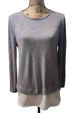 J.crew Women's Size M Mercantile‎ Twofer Top Gray Long Sleeve thumbnail 1