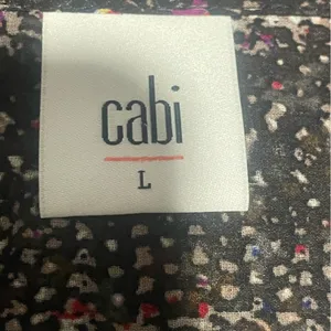 Cabi Large Semi Sheer Button Front Blouse Black Abstract Print Long Sleeve Top thumbnail 9