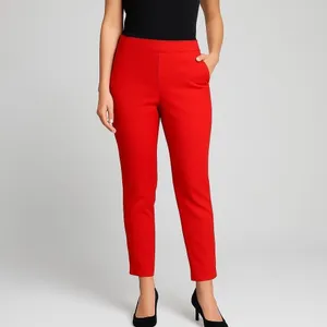 Dalia Womens Dress Pants Red Textured Ankle Tapered Trousers Size 4 thumbnail 2