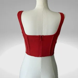House of CB 'Edetta' Scarlet Mesh Corset Vibrant Red Top thumbnail 10