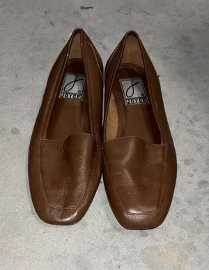 Vintage Joyce Brown Square Toe Flats Driving Shoes Academia classic minimal thumbnail 1