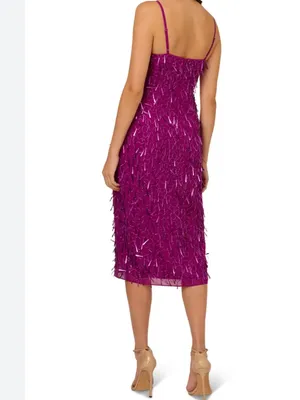 Liv foster party cocktail Fuchsia Sequin Fringe Slip Midi Dress thumbnail 10
