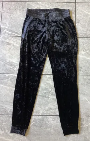 Juicy Couture Womens Black Crushed Velvet Joggers Faux Leather Trim XS thumbnail 1