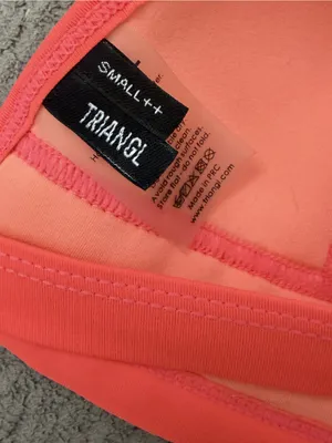 Triangl Bikini Top Neon Coral Neoprene Crochet Whipstitch Triangle Size Small thumbnail 5