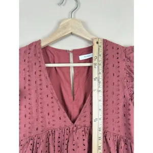 Mustard Seed Rust Eyelet Romper Dress Women’s S Terracotta Ruffle Boho Playsuit thumbnail 14