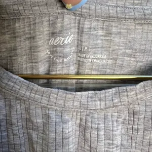 aerie Gray Ribbed Short Sleeve Crew‎ Tee thumbnail 2