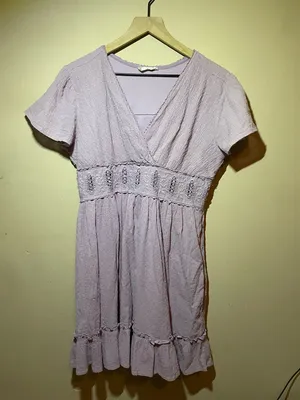 Altar'd State Light Lavender Textured V-Neck Mini Dress size large, flawed thumbnail 1