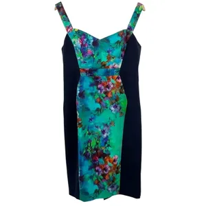 Black Halo dress 12 blue floral watercolor sweetheart sleeveless sheath NEW thumbnail 12