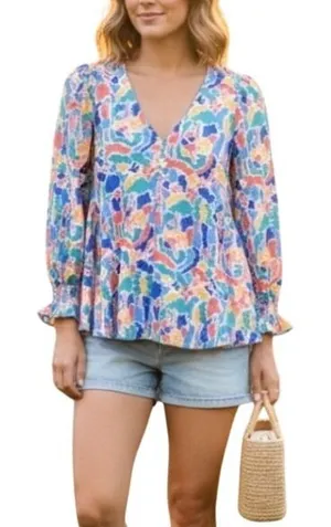 Tuckernuck Marguerite Blouse Small‎ Blue thumbnail 1