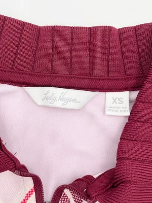 Lady Hagen Women's Sleeveless Golf Polo Top Size XS Red Pink Argyle Plaid Preppy thumbnail 5