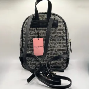 Juicy Couture Freshly Picked Backpack Black Beige Gothic Logo Strawberry Charm thumbnail 2