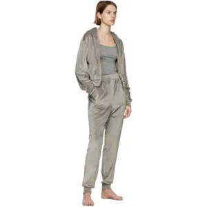 Skims Velour Jogger Pants Womens‎ Large Gray Stretch Cozy Minimalist Lounge thumbnail 4