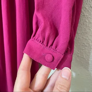 Lulus Pink Magenta Long Sleeve Maxi Formal Bridesmaid Dress Womens XS Faux Wrap thumbnail 6