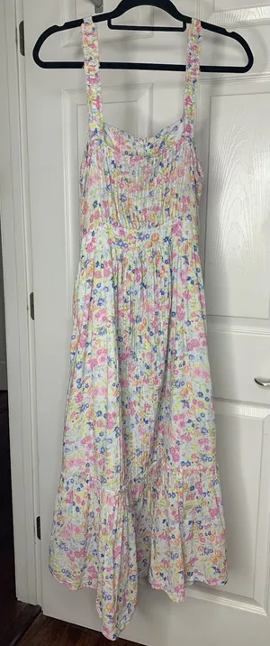 Loveshackfancy Tove Sleeveless Floral Midi Dress Buttons Pockets Cotton Sz 6 thumbnail 6