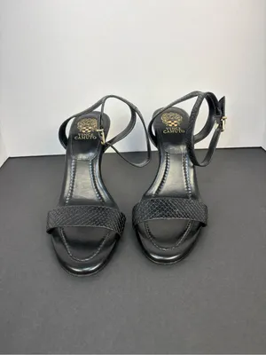 Black Heels Strappy High Heel Textured Sandals Vince Camuto thumbnail 3