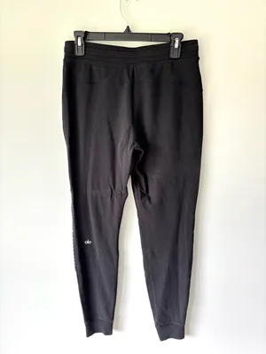 Alo Yoga Black Urban Moto Sweatpants Ribbed Joggers Drawstring Waist Athleisure thumbnail 8
