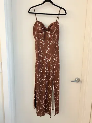 Hello Molly Gimme Whiplash Bustier Midi Dress Brown Party Cocktail Summer Size 4 thumbnail 4