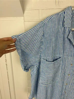Universal Thread Striped Linen Blend Boxy Top Plus Size XXL thumbnail 6